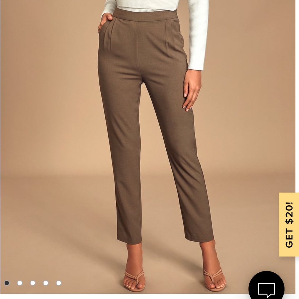 ✨ Lulu’s Kick It Brown High-Waisted Trouser Pants✨